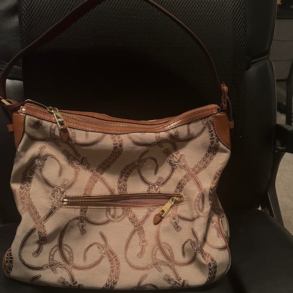 Brown and Tan Designer Shoulder Bag